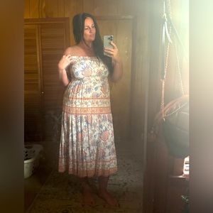 Off shoulder smocked dress